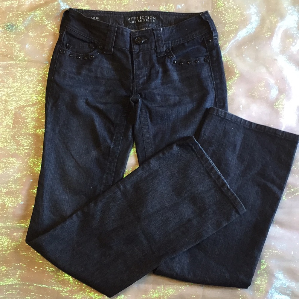 Navy Blue Boot Cut Affliction Jeans